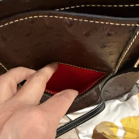 Dooney & Bourke Dark Brown Ostrich Leather Shoulder Bag - Picture 12 of 16